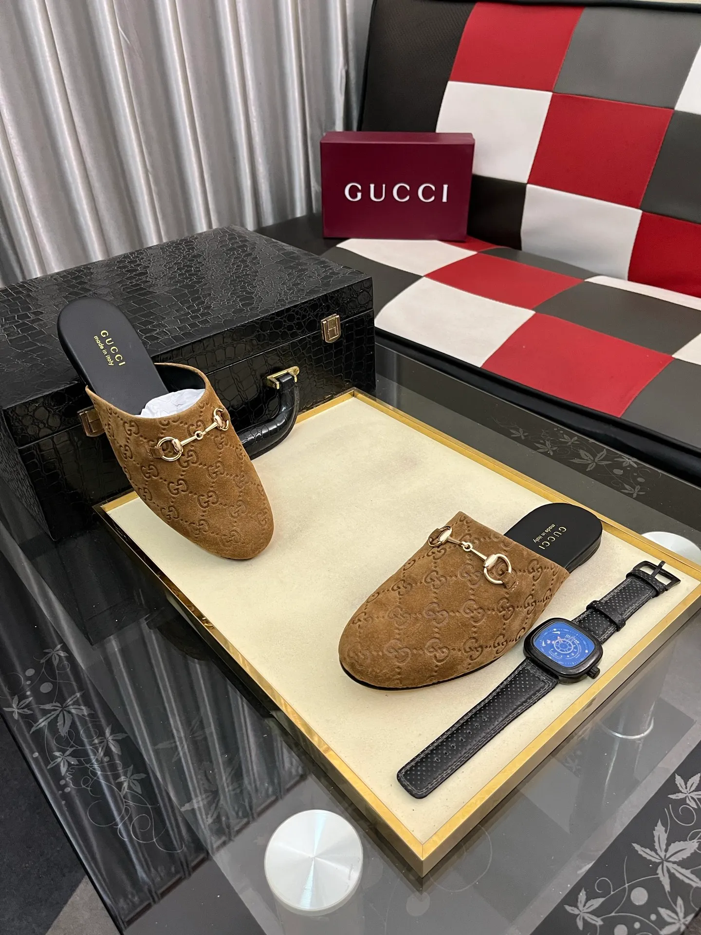 Men's shoes 💰480⌚️⌚️[Gucci] 2024 new season half-slip men's shoes, made of Italian imported first-layer frosted cowhide➕sheepskin lining, original hardware buckle, original combination wear-resistant outsole, real shot 🎬 Very comfortable on the feet, size 36-44